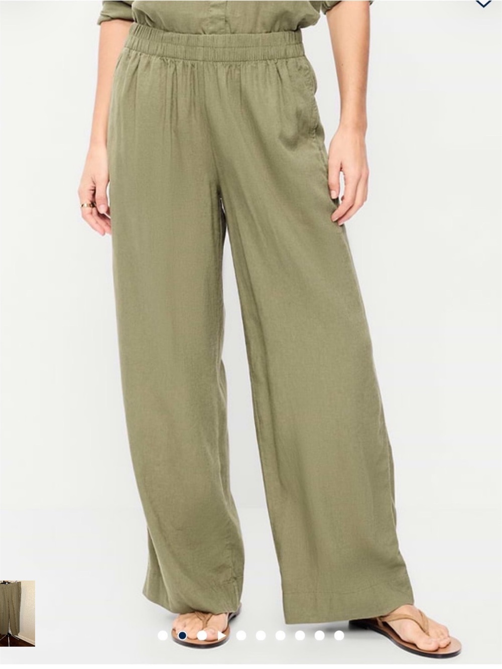 Old Navy Olive Green Wide-Leg Elastic-Waist Pants